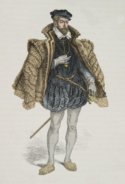 Gaspard de Colignyn muotokuva (kaiverrus) tekijältä Alphonse Marie de Neuville