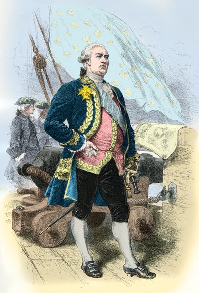 Muotokuva Pierre Andre de Suffren dit le Bailli de Suffenista (kaiverrus) tekijältä Alphonse Marie de Neuville