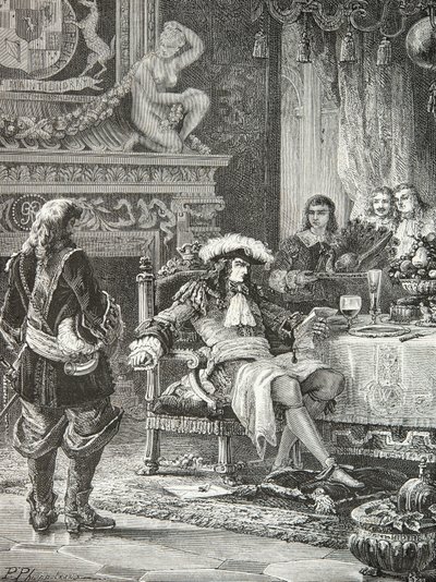 Vilhelm 3 Oranian Nassaun Nassaun Ludvig 14 tunnustaa Englannin kuningas Jaakko 3:n (kaiverrus) (kaiverrus) tekijältä Alphonse Marie de Neuville