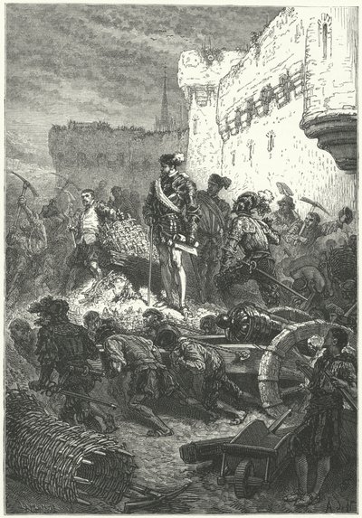 Franciscus, Guisen herttua valvomassa Metzin puolustuksen rakentamista, 1552 tekijältä Alphonse Marie de after Neuville