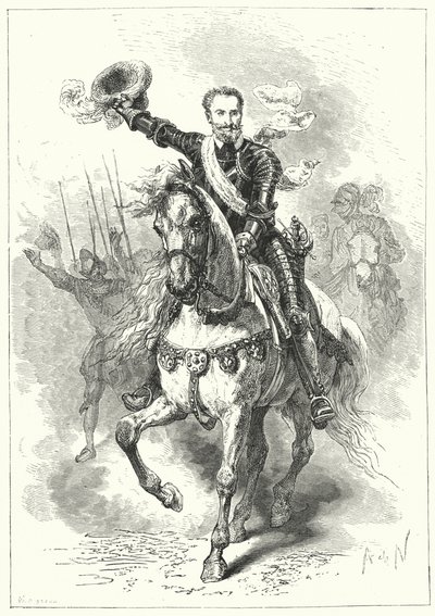 Henrik IV Ranskalainen Ivryn taistelussa 1590 tekijältä Alphonse Marie de after Neuville