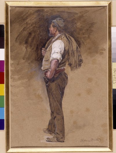 Farmerilla on takki päässä. Alphonse Moutten (1840-1913) maalaus, maininta pakollinen: Kokoelman perustan terveisiä Provencesta, Marseillesta (mitat cm 27x18) tekijältä Alphonse Moutte