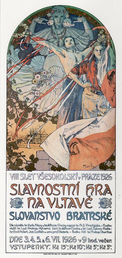 8. Sokol-festivaali Prahassa Juliste, 1925 tekijältä Alphonse Mucha