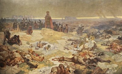 Grunwaldin taistelun jälkeen. Pohjoisslaavien solidaarisuus Sykli Slaavien eepos tekijältä Alphonse Mucha