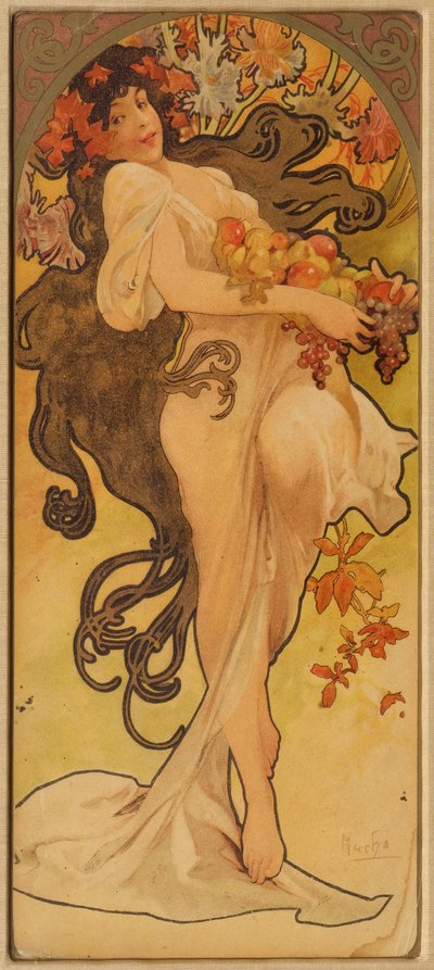 Syksy sarjasta Les Saisons, c. 1900. tekijältä Alphonse Mucha