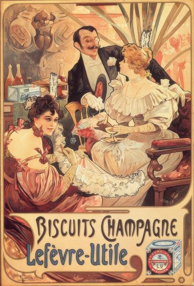 Keksit Samppanja / Lefèvre-Utile tekijältä Alphonse Mucha