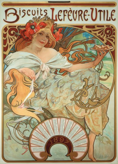 Lefèvre-Utile-keksejä tekijältä Alphonse Mucha