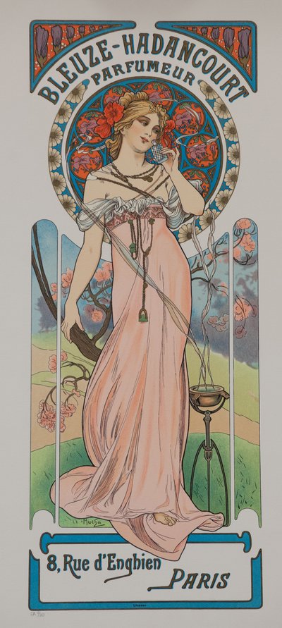 Bleuze - Hadancourt Perfumer, noin 1899. tekijältä Alphonse Mucha