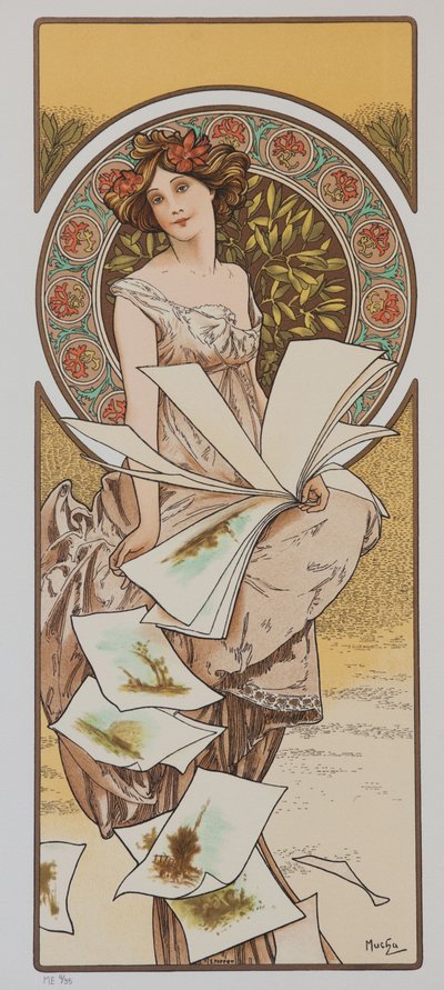 Samppanjakalenteri, noin 1897. tekijältä Alphonse Mucha