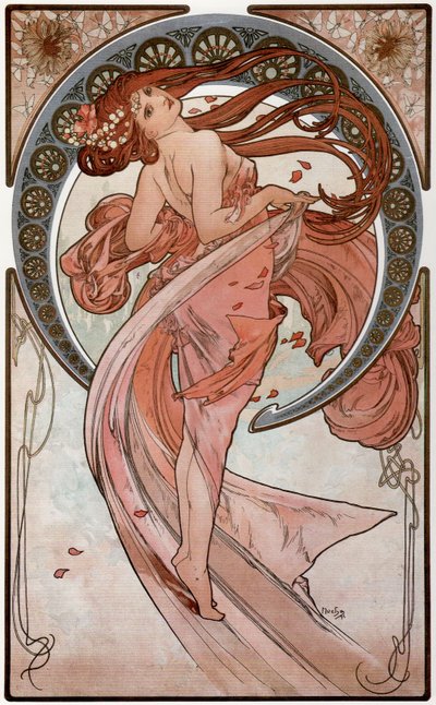 Tanssi sarjasta The Arts, 1898 tekijältä Alphonse Mucha