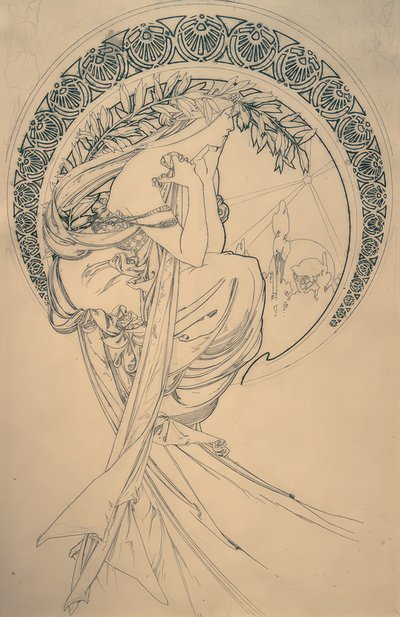 Runous (luonnos) tekijältä Alphonse Mucha