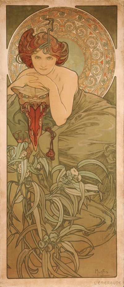 Smaragdi sarjasta Jalokivet tekijältä Alphonse Mucha