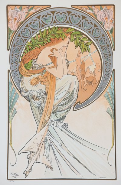 La Poesia sarjasta The Arts, 1898. tekijältä Alphonse Mucha
