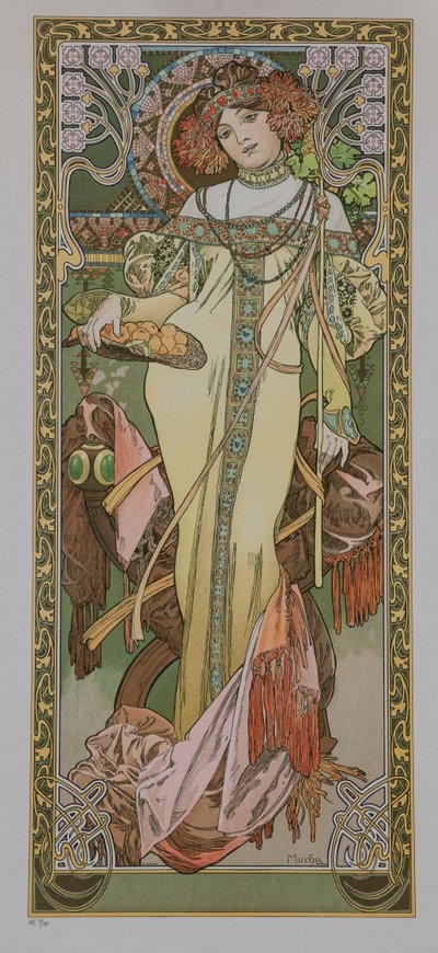 Neljä vuodenaikaa: Syksy, 1900. tekijältä Alphonse Mucha