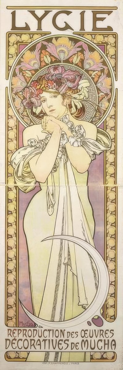 Lygie - Muchan koristeteosten jäljennös tekijältä Alphonse Mucha