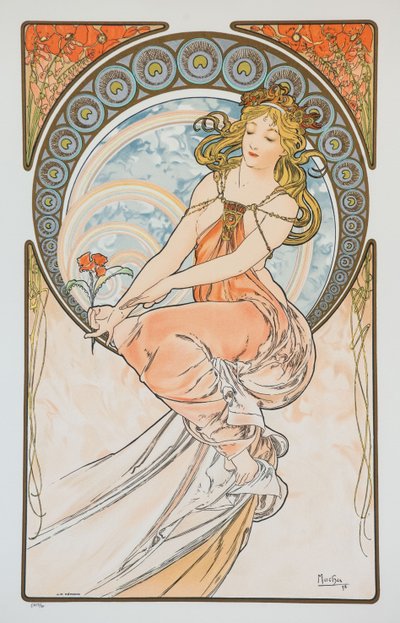 Maalaus sarjasta The Arts, 1898. tekijältä Alphonse Mucha