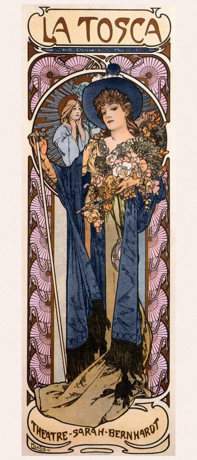 Toscan juliste Sarah Bernhardtin kanssa, 1899 tekijältä Alphonse Mucha