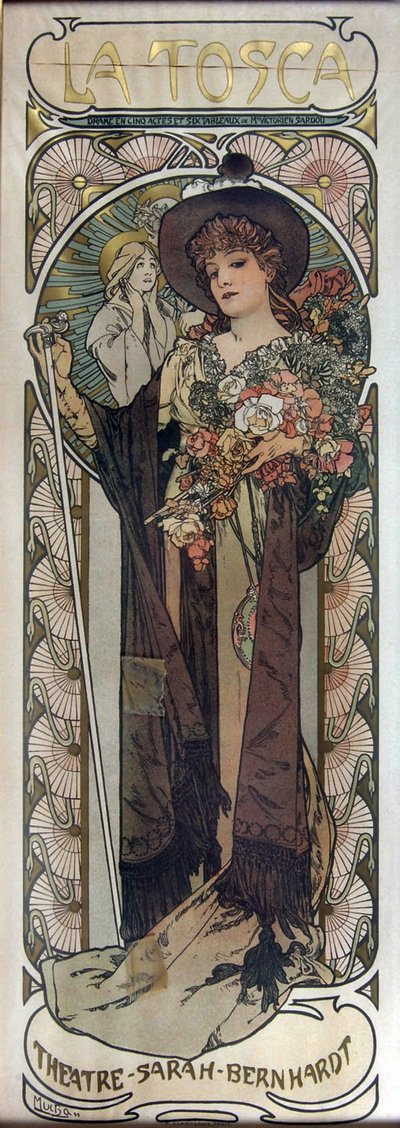 Juliste Victorien Sardoun näytelmään La Tosca, 1899 tekijältä Alphonse Mucha