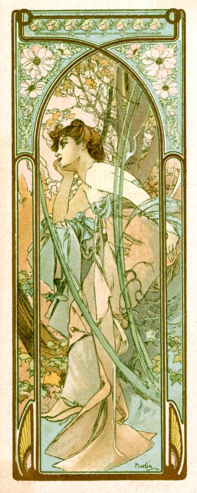"Illan haaveilu", 1899 tekijältä Alphonse Mucha