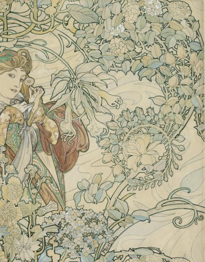 Tekstiilisuunnittelu tekijältä Alphonse Mucha