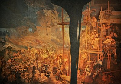 Nicholas Zrinsky: Szigetin puolustus turkkilaisia vastaan Sykli Slaavieepos tekijältä Alphonse Mucha