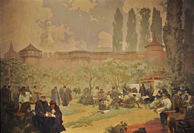 Kralicen raamatun painatus Ivancicessa Sykli Slaavien eepos tekijältä Alphonse Mucha