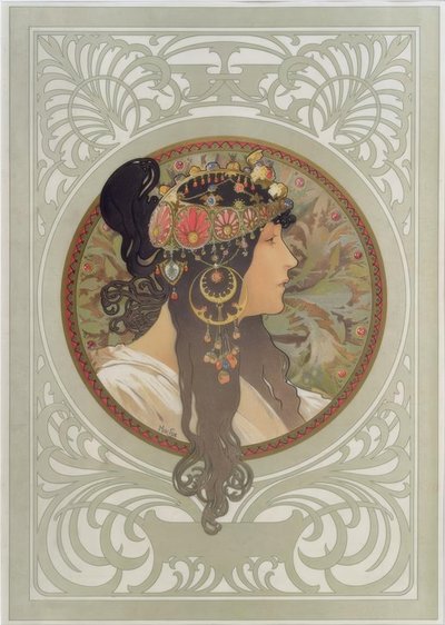 Tête bysantine: Brunette tekijältä Alphonse Mucha