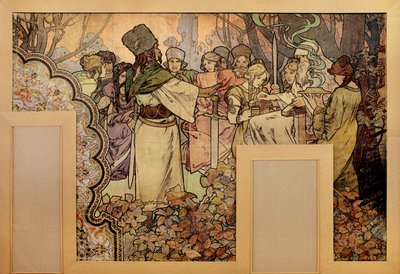 Seinämaalaus Exposition Universelle -näyttelyyn 1900, 1899-1900 tekijältä Alphonse Mucha