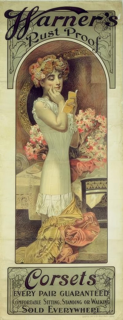 Warnerin ruosteenkestävät korsetit tekijältä Alphonse Mucha