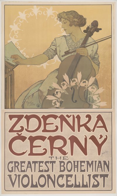 Zde? Ka? Erný, suurin böömilainen sellisti, 1913 tekijältä Alphonse Mucha