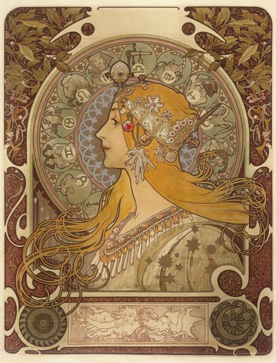 Zodiac, 1896 tekijältä Alphonse Mucha
