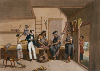 Coupangissa, Timorissa sijaitsevan talon sisustus, teoksesta "Voyage Autour du Monde sur les Corvettes de L