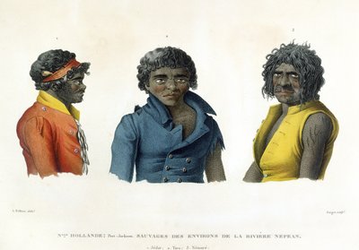 Port Jackson, New Holland: Nepean-joen alueen alkuasukkaat, Forgetin kaiverruksesta "Voyage Autour du Monde sur les Corvettes de L