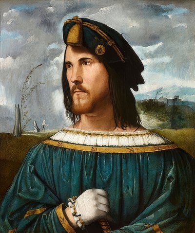 Gentlemanin muotokuva (tunnetaan nimellä Cesare Borgia). Zw. 1500 ja 1524 tekijältä Altobello Melone