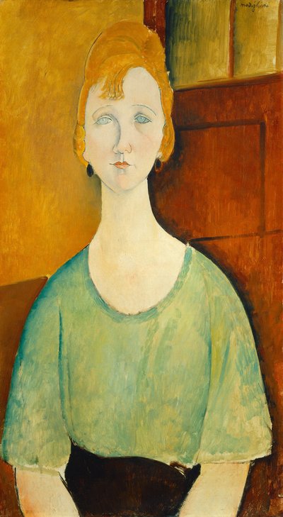 Tyttö vihreässä puserossa, 1917. tekijältä Amedeo Modigliani