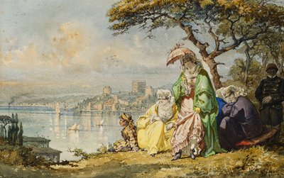 Naiset Bosporinsalmella Rumeli Hisar Beyondin kanssa, 1873 tekijältä Amadeo Preziosi