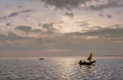 Aurinko kuohuviini meri veneiden kanssa tekijältä Amaldus Nielsen