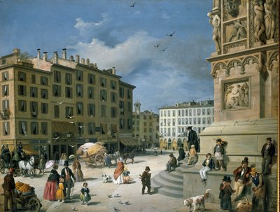 Amanzia Guerillot Inganni, Piazza del Duomo, 1850 tekijältä Amanzia Guérillot