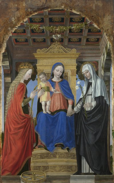 Neitsyt ja lapsi Pyhän Katariinan Aleksandrialaisen ja Pyhän Katariina Siena kanssa, n. 1490 tekijältä Ambrogio Bergognone