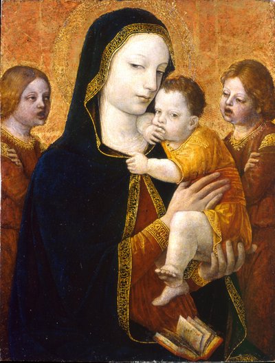 Neitsyt ja lapsi kahden enkelin kanssa, noin 1485 tekijältä Ambrogio Bergognone