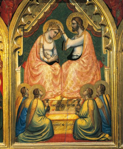 Neitsyen kruunaus (tempera paneelissa) tekijältä Ambrogio Bondone (workshop) Giotto