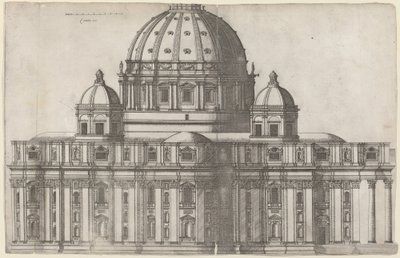 Pitkittäinen näkymä Pyhän Pietarin kirkkoon, Roomaan tekijältä Ambrogio Brambilla, after Michelangelo