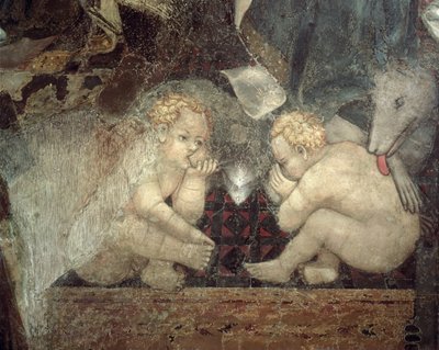Hyvän hallituksen allegoria, yksityiskohta Romuluksesta ja Remuksesta, 1338-40 tekijältä Ambrogio Lorenzetti