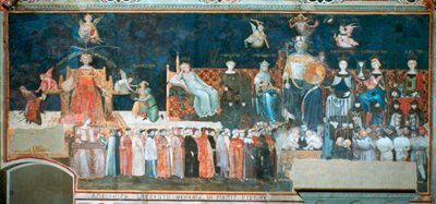 Hyvän hallituksen allegoria, 1338-1340 tekijältä Ambrogio Lorenzetti