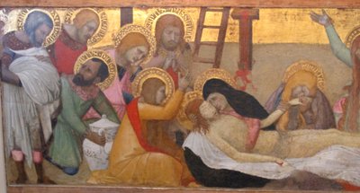 Ambrogio lorenzetti, madonna lapsen ja pyhimysten m. maddalena ja marta kanssa, compianto, 02 tekijältä Ambrogio Lorenzetti