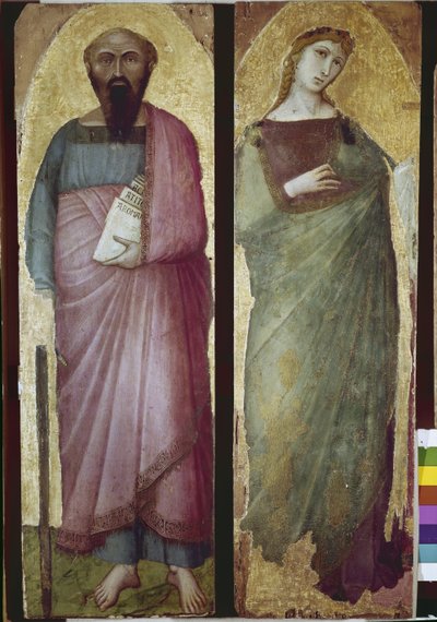 Pyhä Paavali ja pyhä marttyyrikuolema, polyptiikan yksityiskohta (tempera puulla tekijältä Ambrogio Lorenzetti