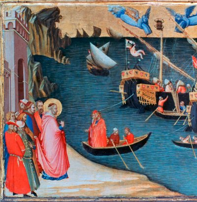 Pyhä Nikolaus pelastaa Miran nälänhädältä, c1327-1332 tekijältä Ambrogio Lorenzetti