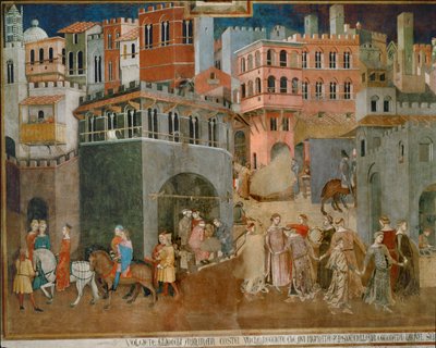 Hyvän hallituksen siunaukset (fresko) tekijältä Ambrogio Lorenzetti