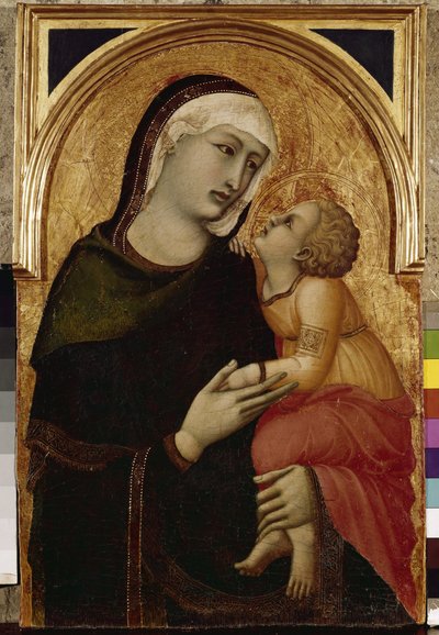 Neitsyt ja lapsi (tempera ja kultalehti puussa tekijältä Ambrogio Lorenzetti