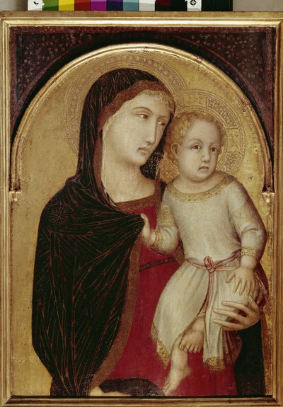 Neitsyt ja lapsi (tempera ja kultalehti puussa, n. 1335) tekijältä Ambrogio Lorenzetti